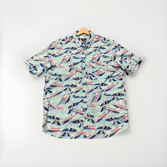 Vineyard vines Men's S Cotton Short-Sleeve button down Jet Airplane shirt XL - Picture 1 of 5
